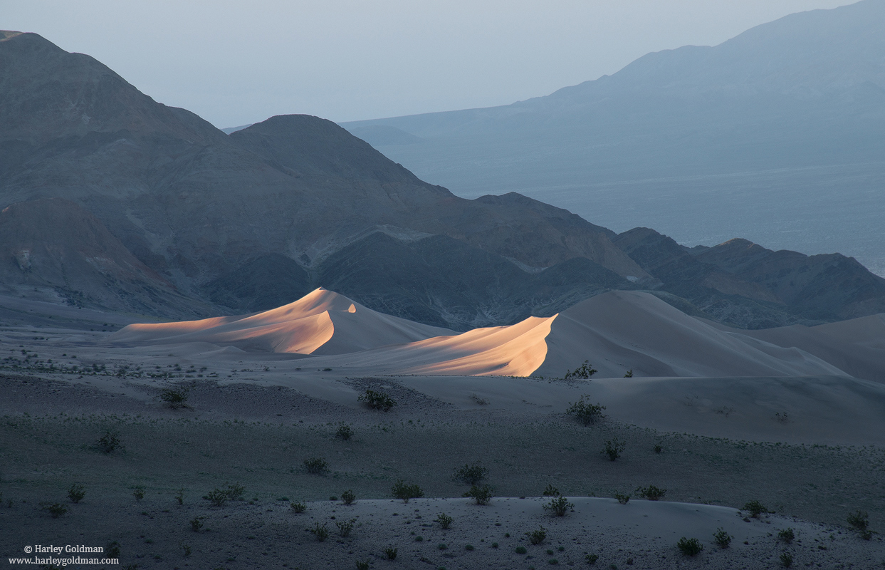 dune, sunrise, death valley, national park, glow