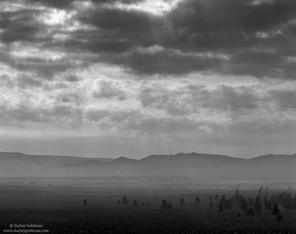 Storm clouds drift through the Mono Basin